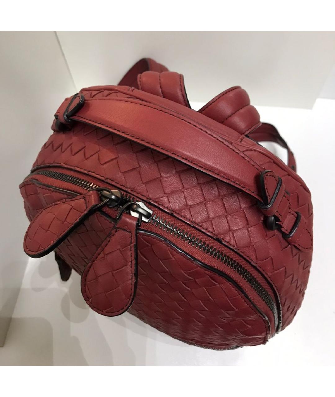 BOTTEGA VENETA Бордовый кожаный рюкзак, фото 5