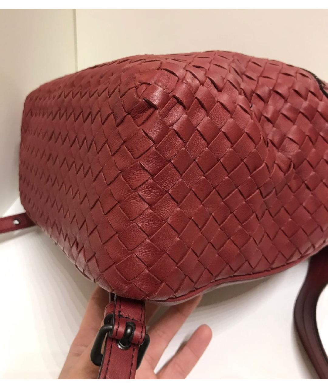 BOTTEGA VENETA Бордовый кожаный рюкзак, фото 8