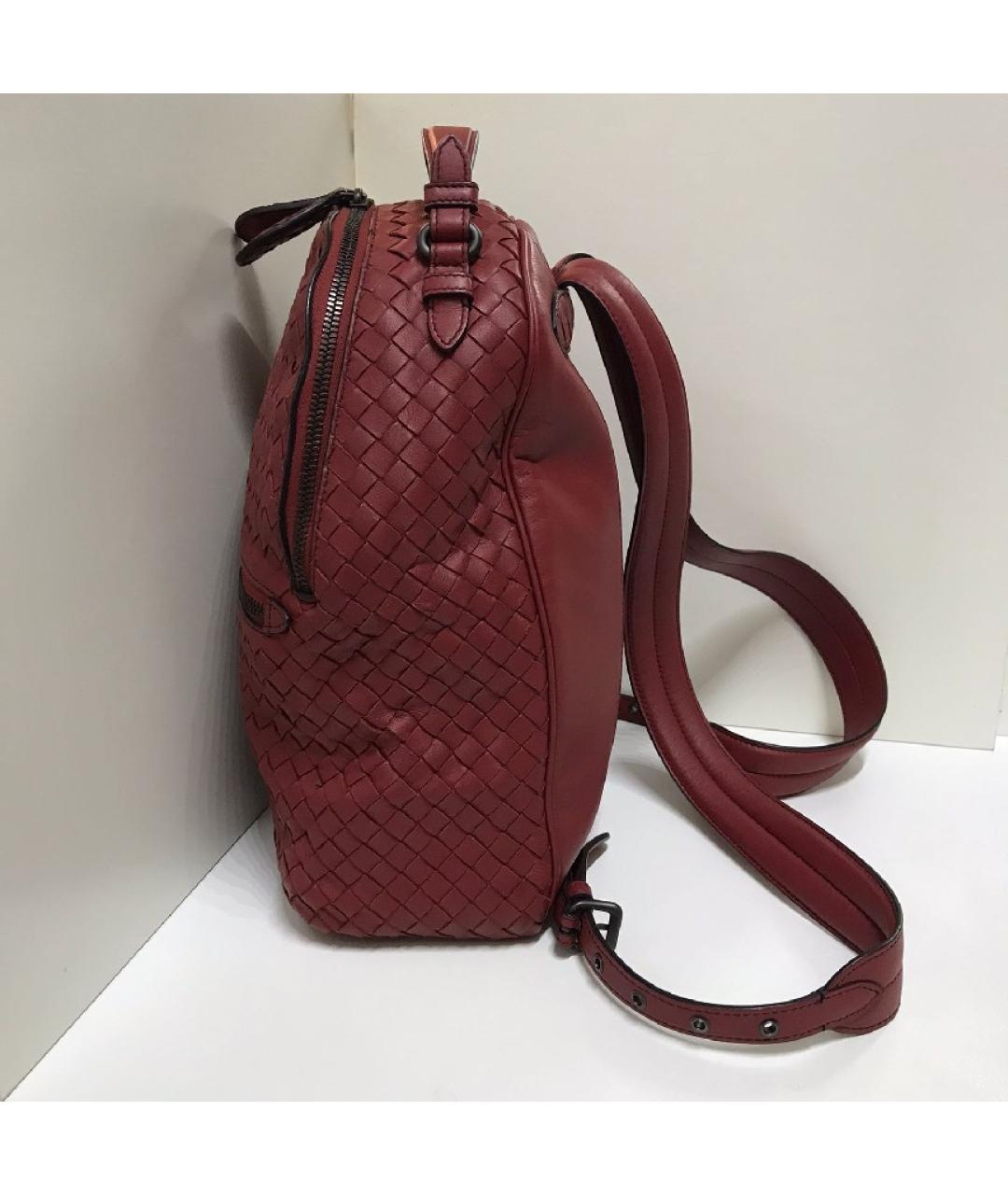 BOTTEGA VENETA Бордовый кожаный рюкзак, фото 3