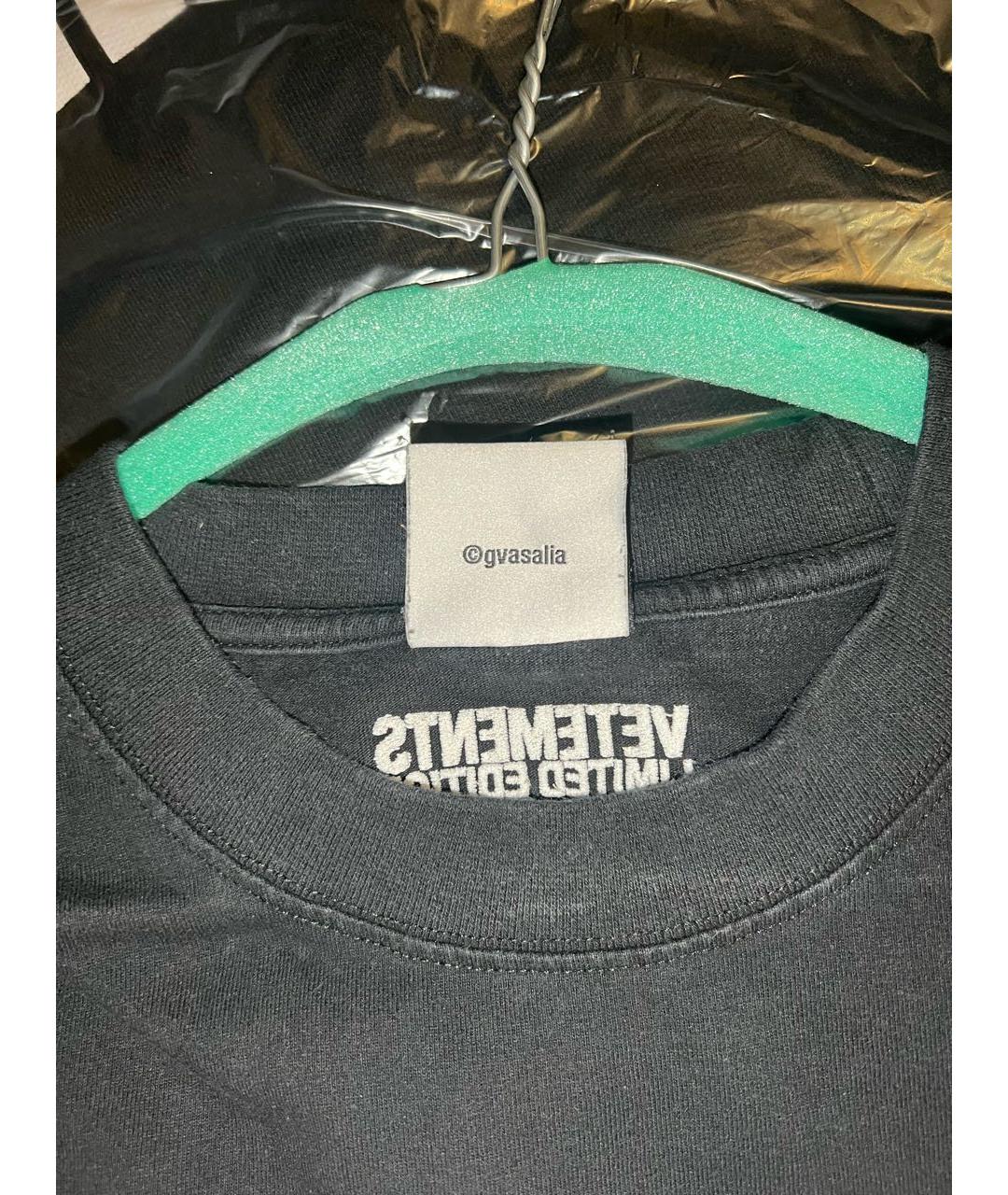 VETEMENTS Черная хлопковая футболка, фото 5