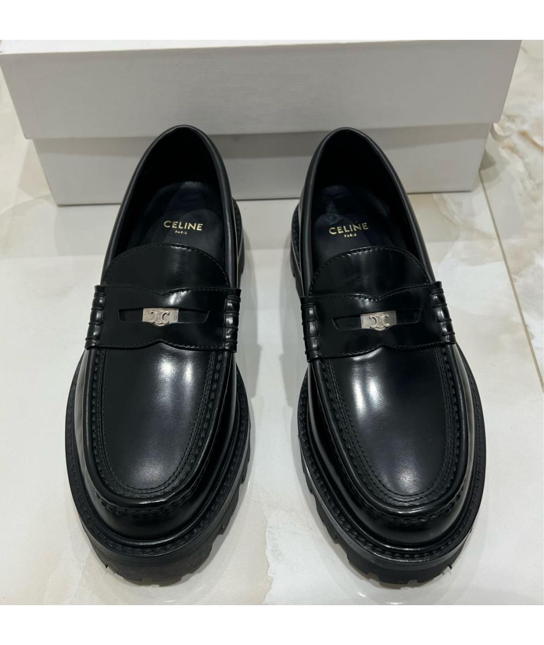 CELINE Черные кожаные лоферы, фото 2