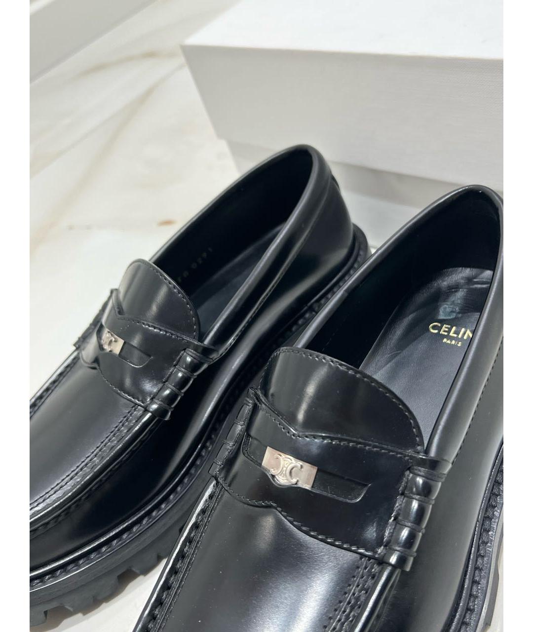 CELINE Черные кожаные лоферы, фото 4