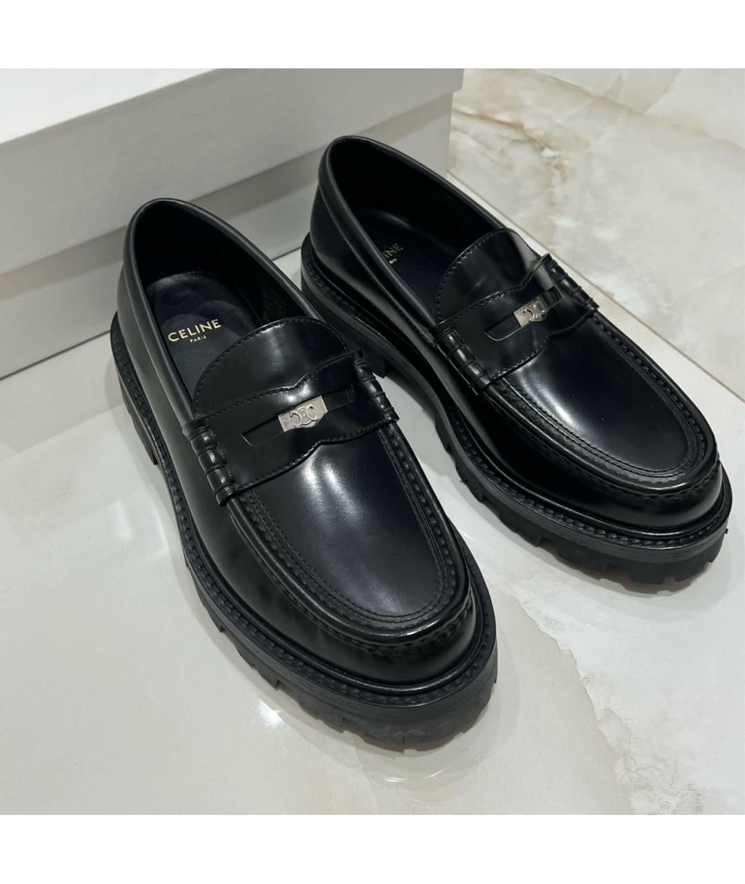CELINE Черные кожаные лоферы, фото 3
