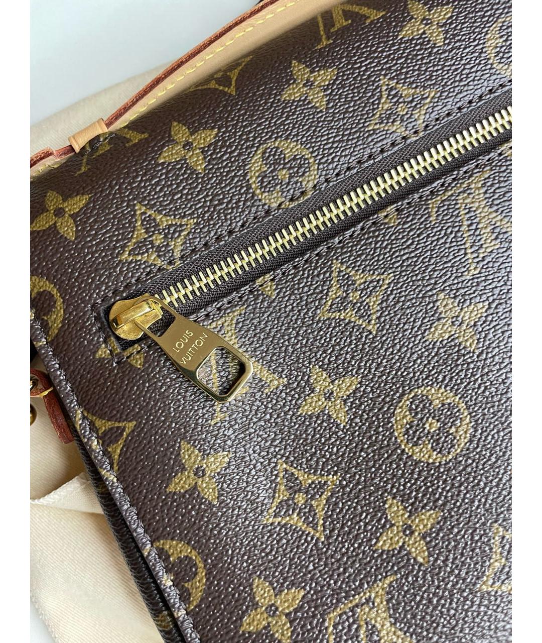 LOUIS VUITTON Коричневая кожаная сумка через плечо, фото 6