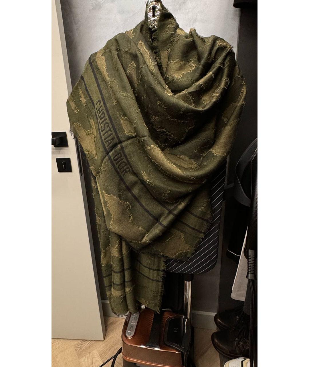 CHRISTIAN DIOR Зеленый кашемировый платок, фото 6