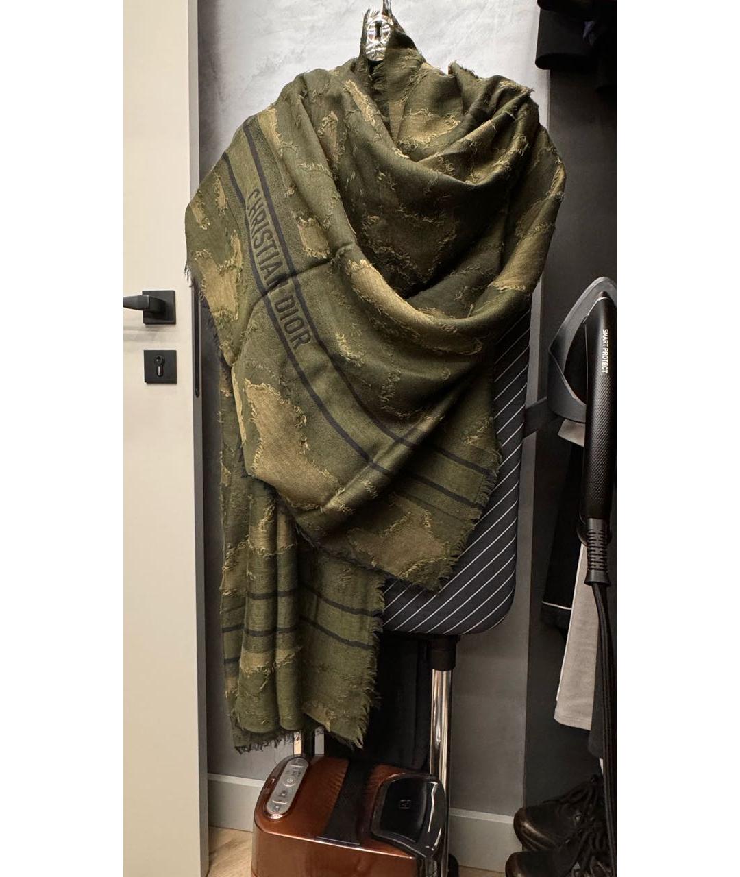 CHRISTIAN DIOR Зеленый кашемировый платок, фото 4