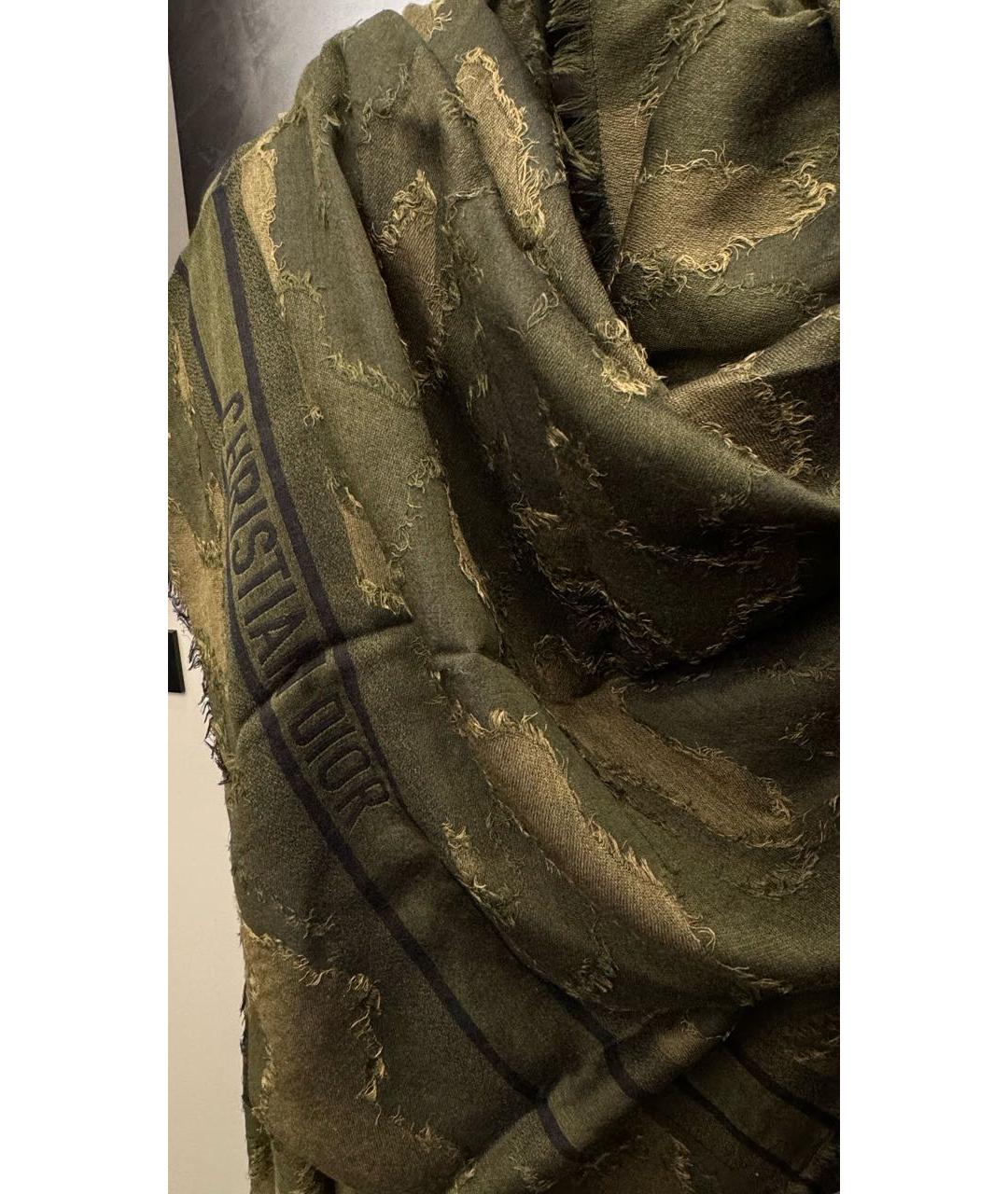 CHRISTIAN DIOR Зеленый кашемировый платок, фото 3