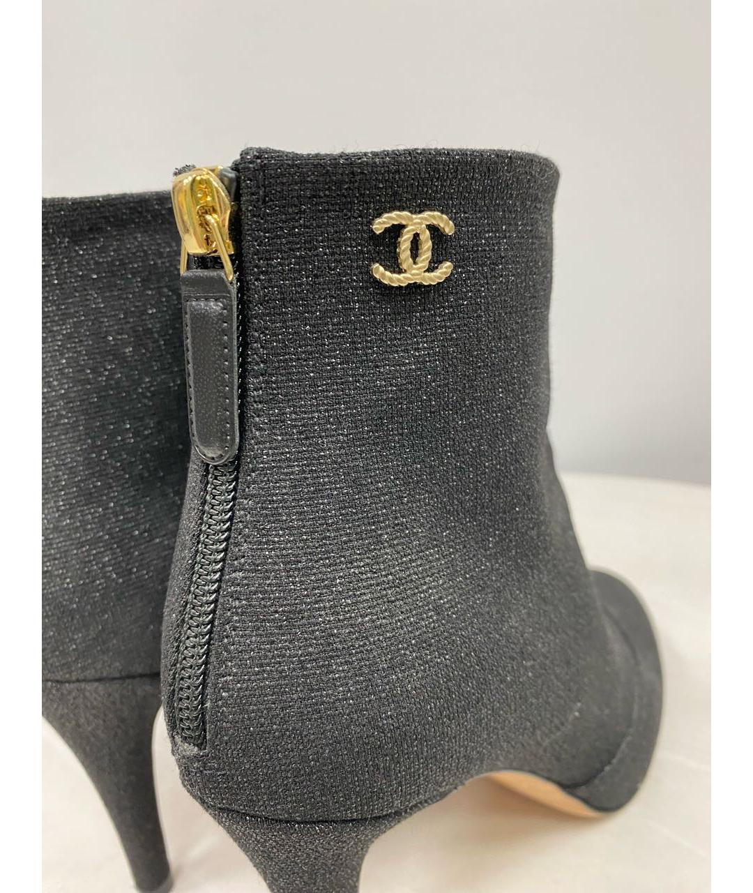 CHANEL Черные текстильные полусапоги, фото 5