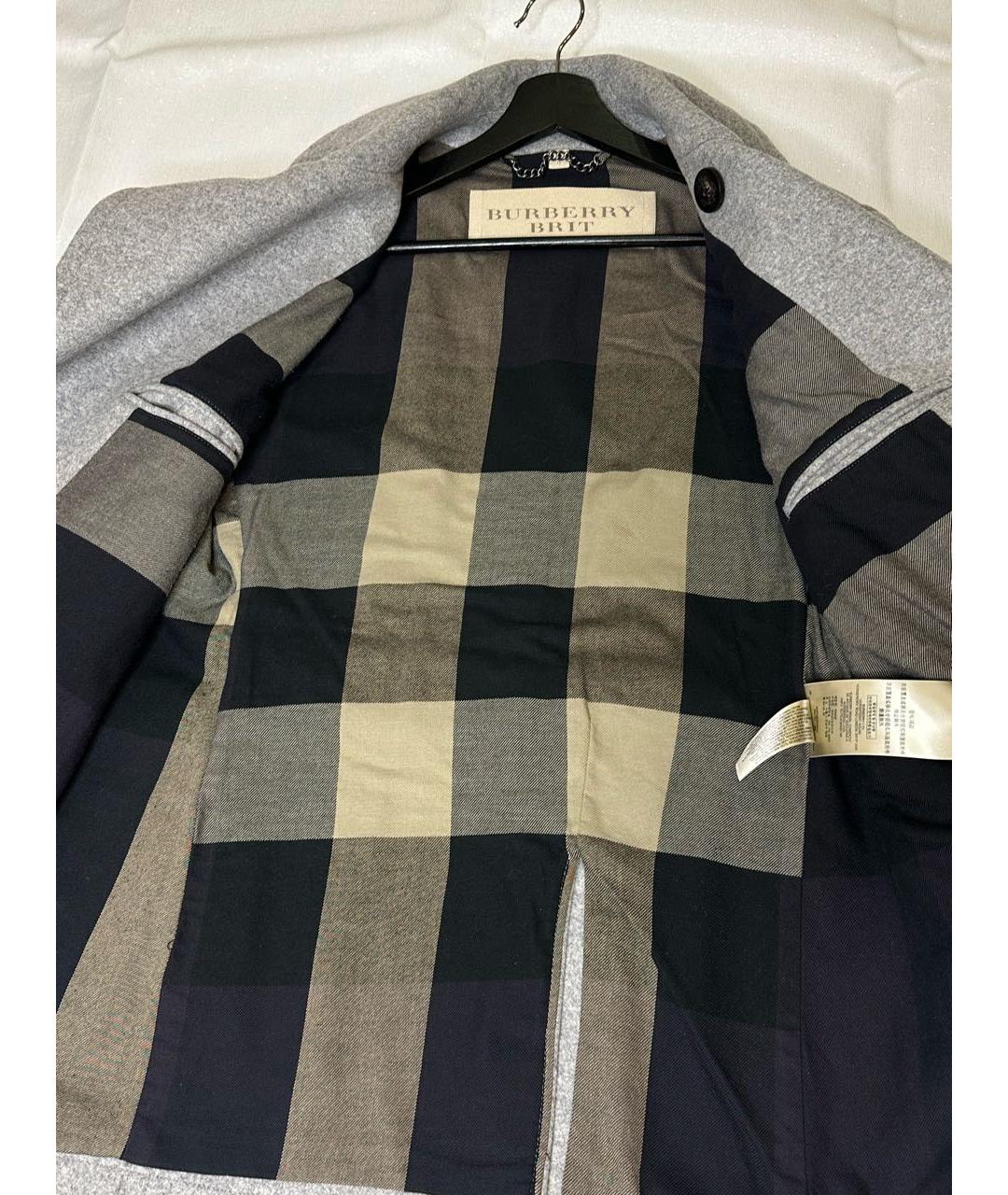 BURBERRY Серое шерстяное пальто, фото 3