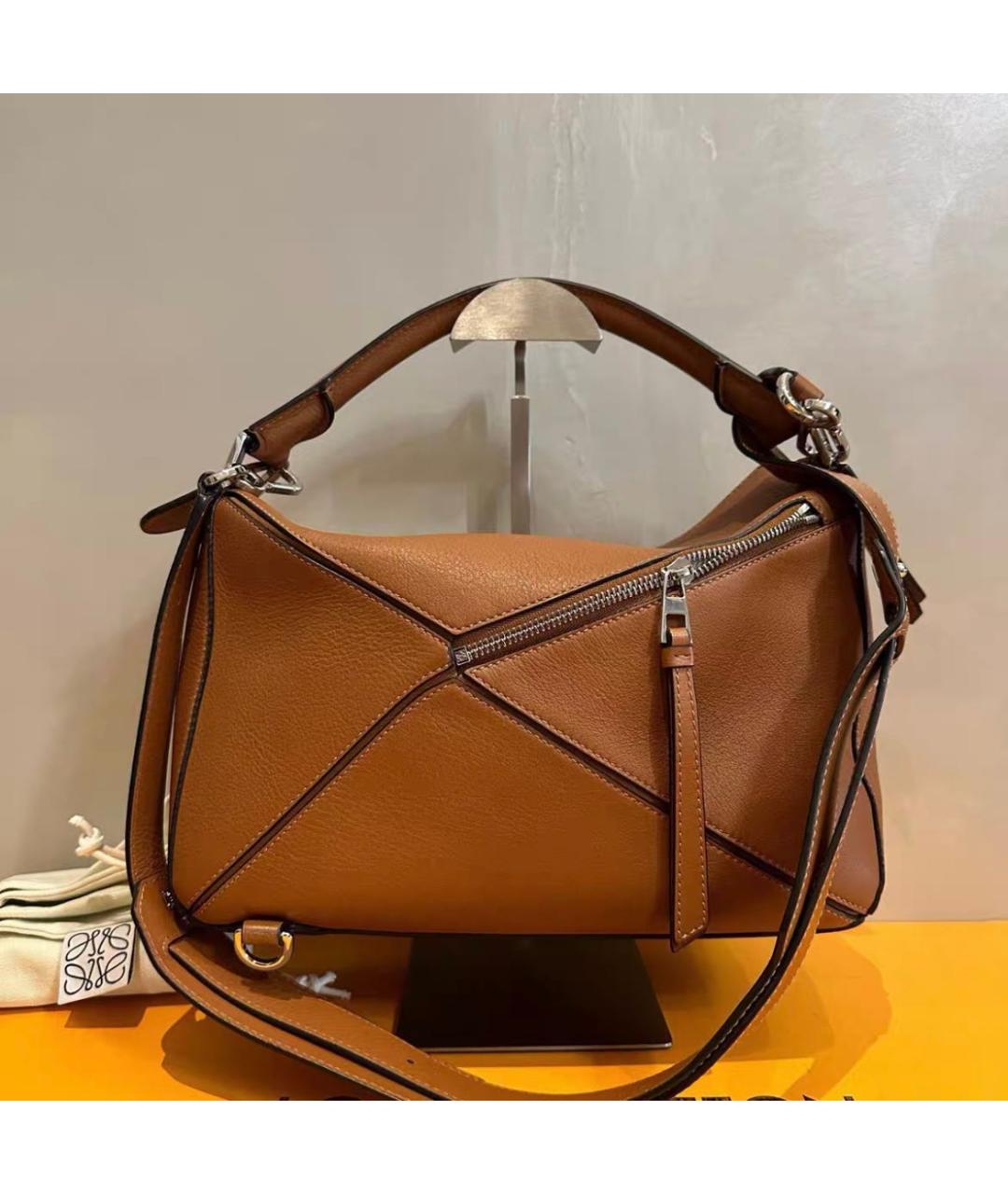 LOEWE Коричневая кожаная сумка через плечо, фото 4