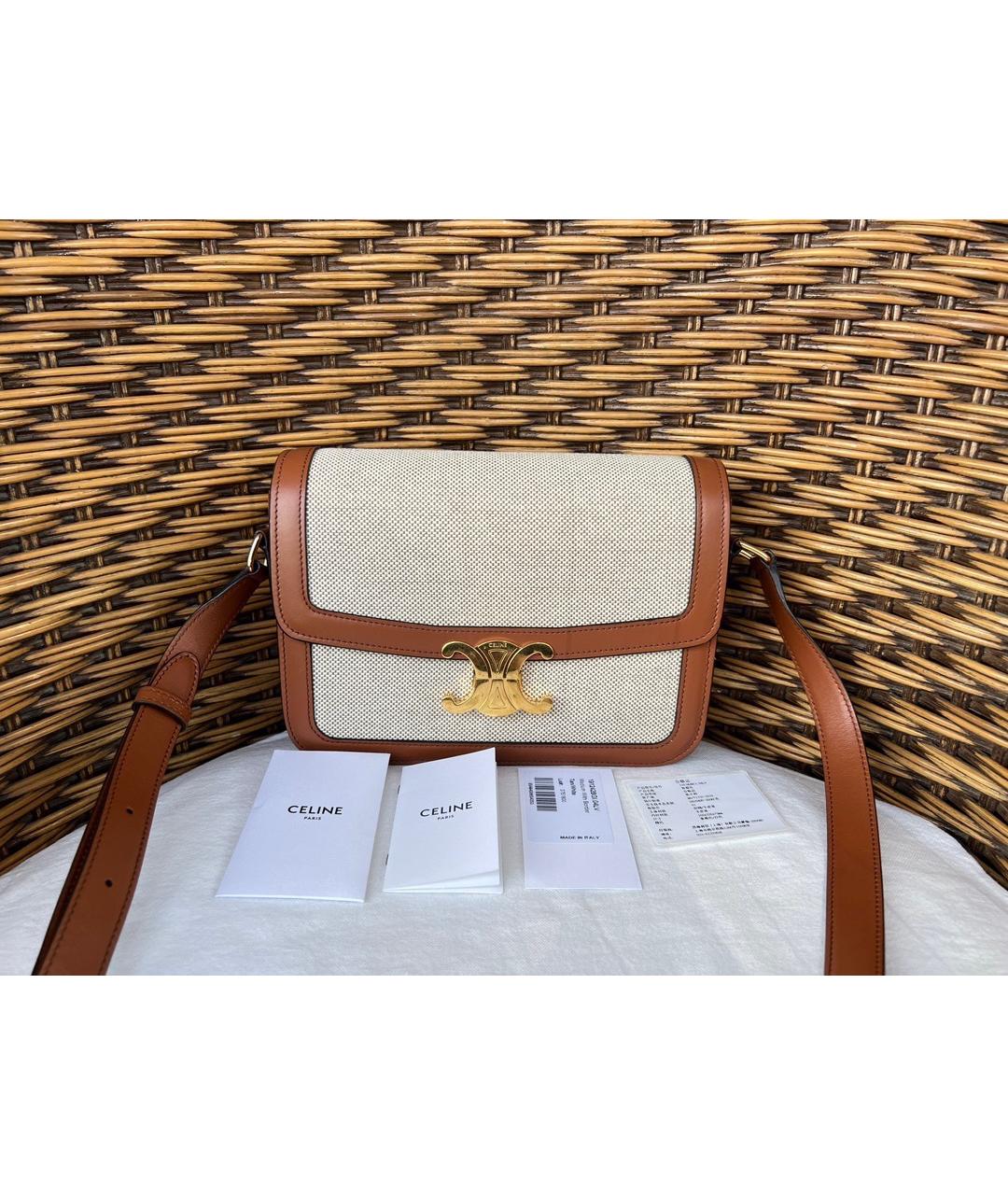 CELINE Коричневая кожаная сумка через плечо, фото 2