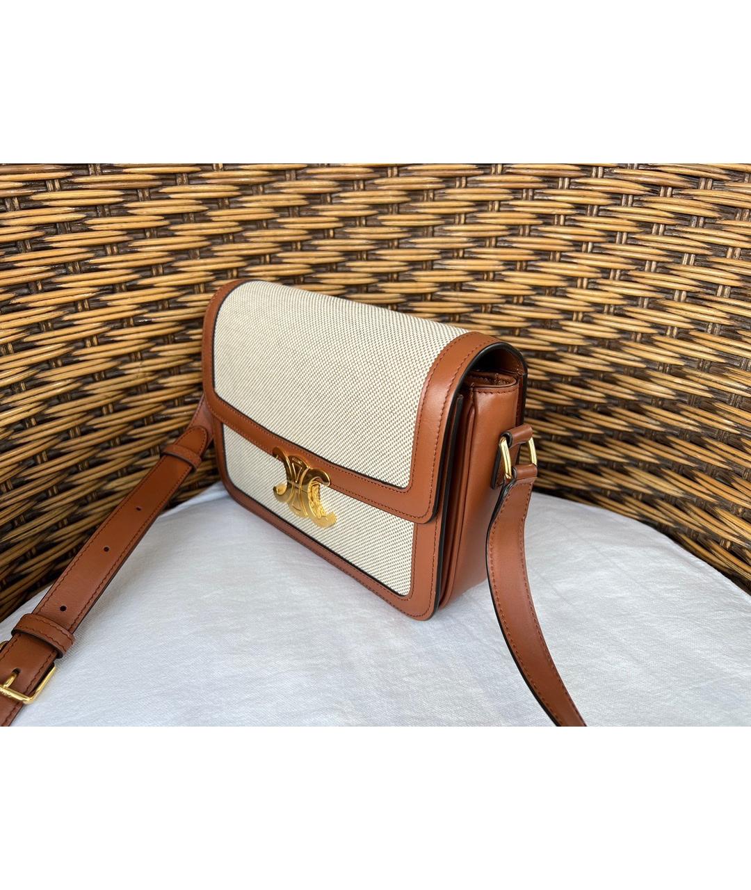 CELINE Коричневая кожаная сумка через плечо, фото 4