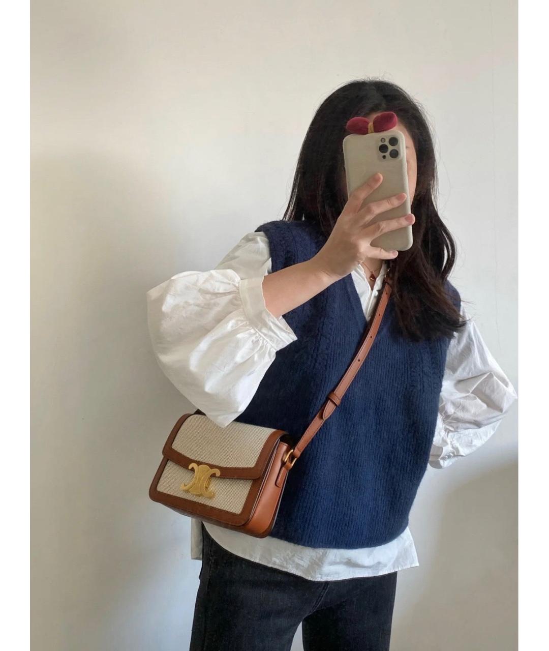 CELINE Коричневая кожаная сумка через плечо, фото 6