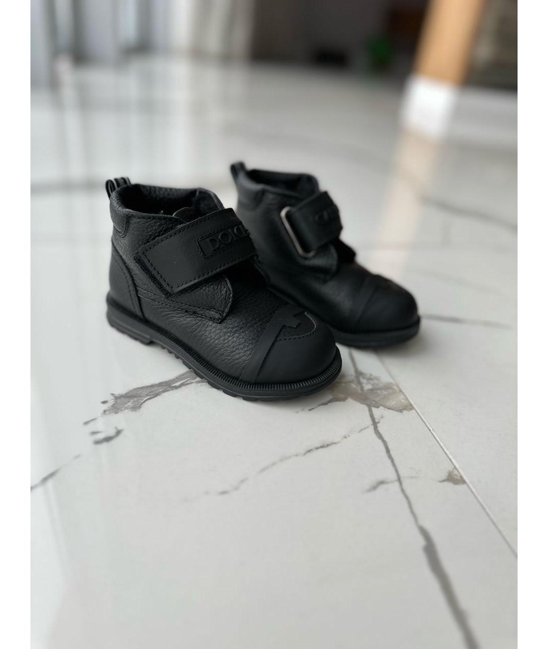 DOLCE & GABBANA KIDS Черные кожаные ботинки, фото 2