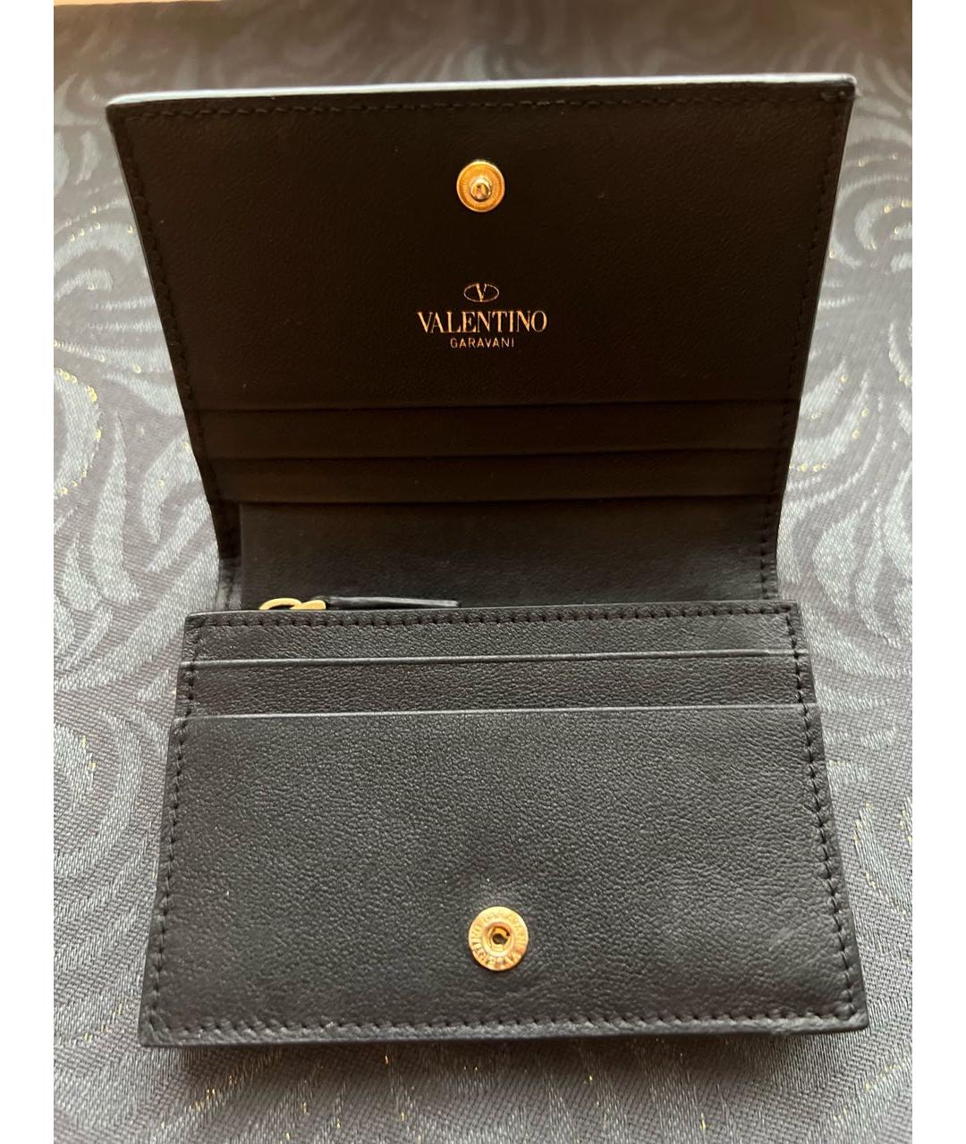 VALENTINO Черный кожаный кошелек, фото 2