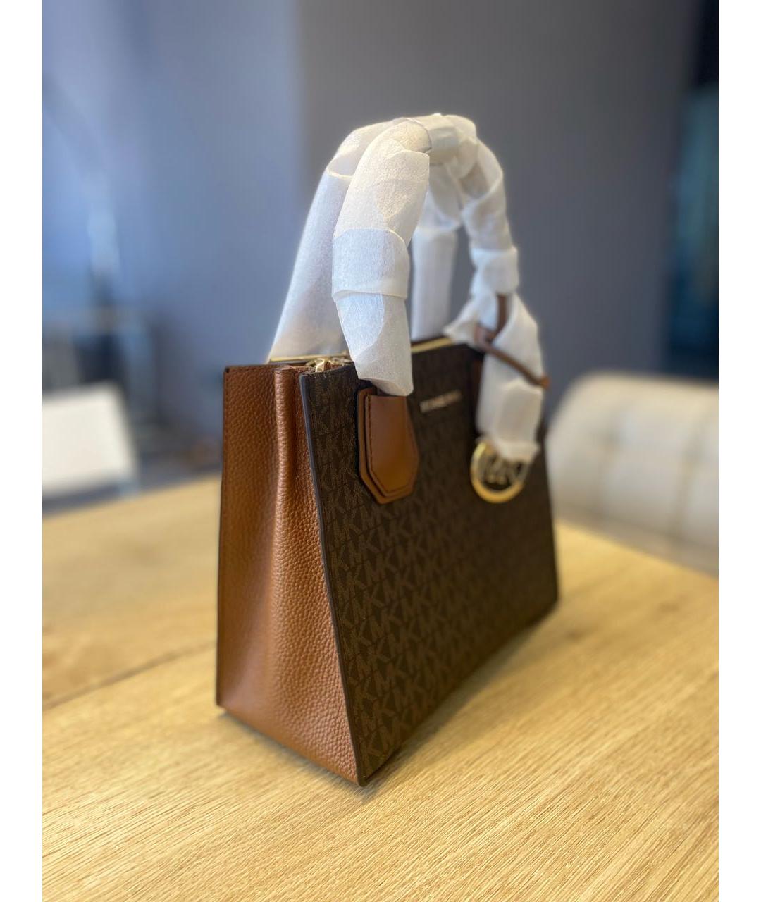 MICHAEL KORS Коричневая кожаная сумка с короткими ручками, фото 6