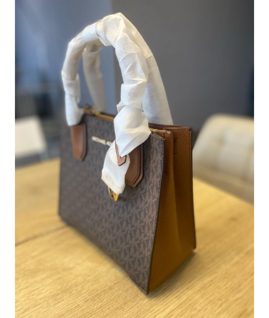 MICHAEL KORS Коричневая кожаная сумка с короткими ручками, фото 5