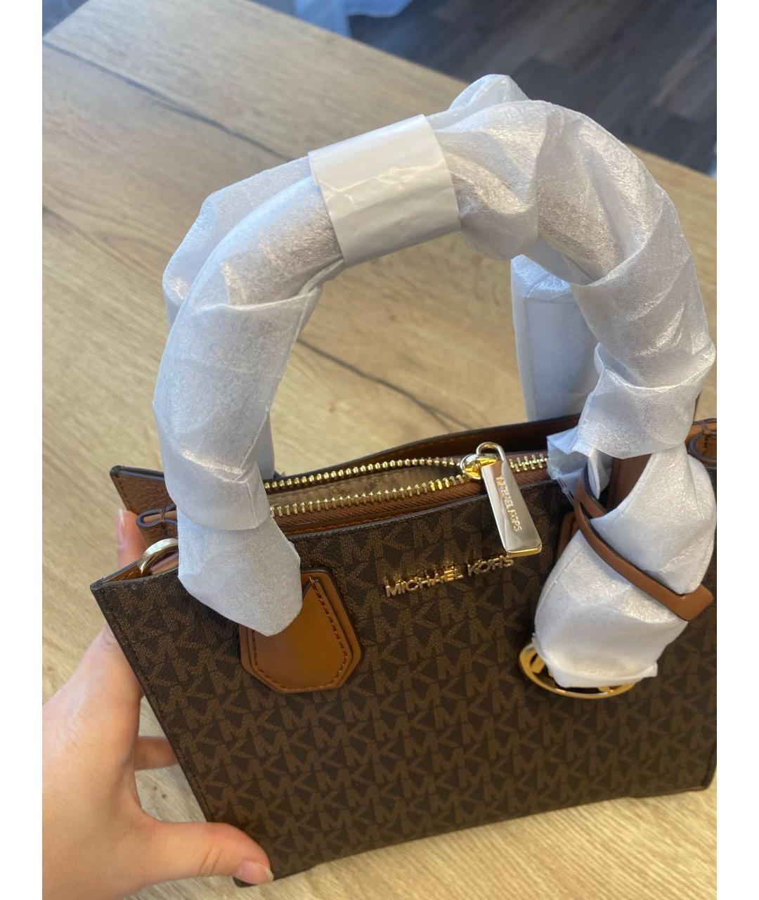 MICHAEL KORS Коричневая кожаная сумка с короткими ручками, фото 8