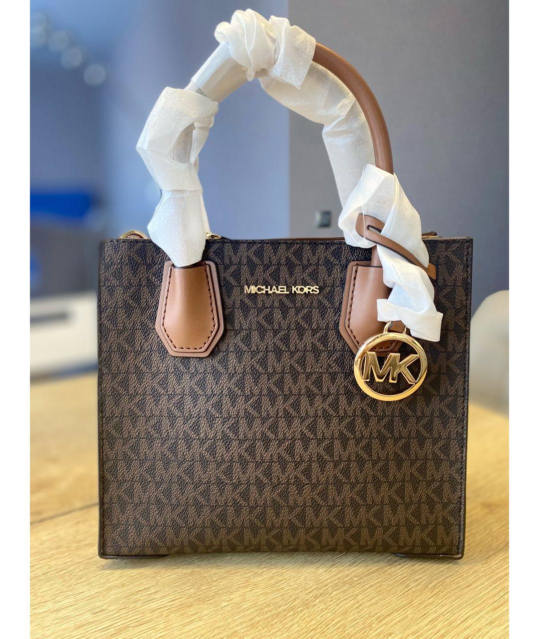 MICHAEL KORS Коричневая кожаная сумка с короткими ручками, фото 9