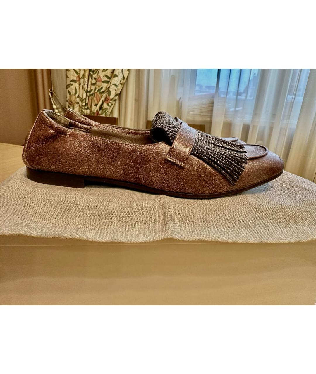 BRUNELLO CUCINELLI Коричневые кожаные лоферы, фото 6