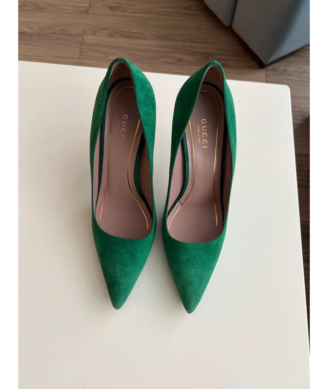 GUCCI Зеленые замшевые туфли, фото 2