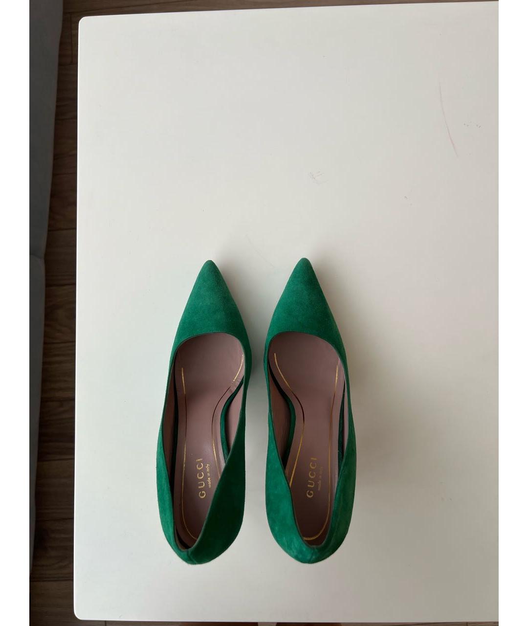 GUCCI Зеленые замшевые туфли, фото 3