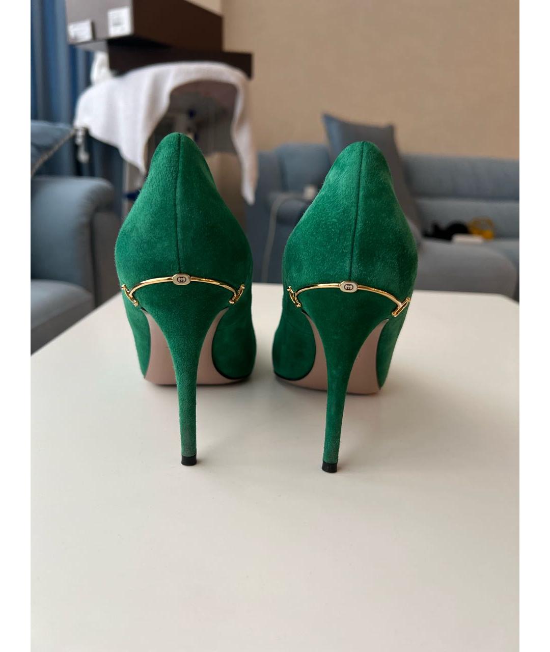 GUCCI Зеленые замшевые туфли, фото 4