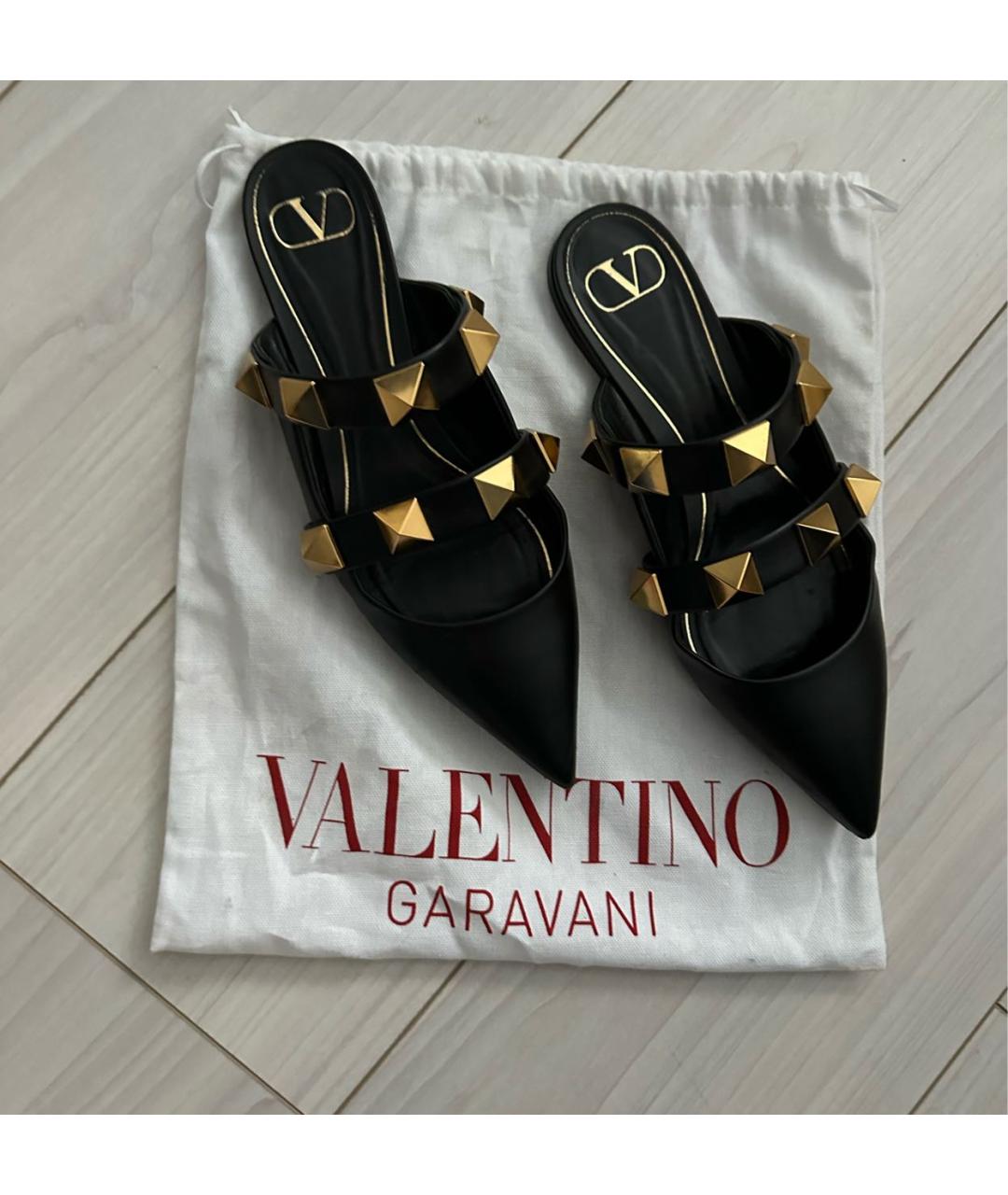 VALENTINO Черные кожаные мюли, фото 2