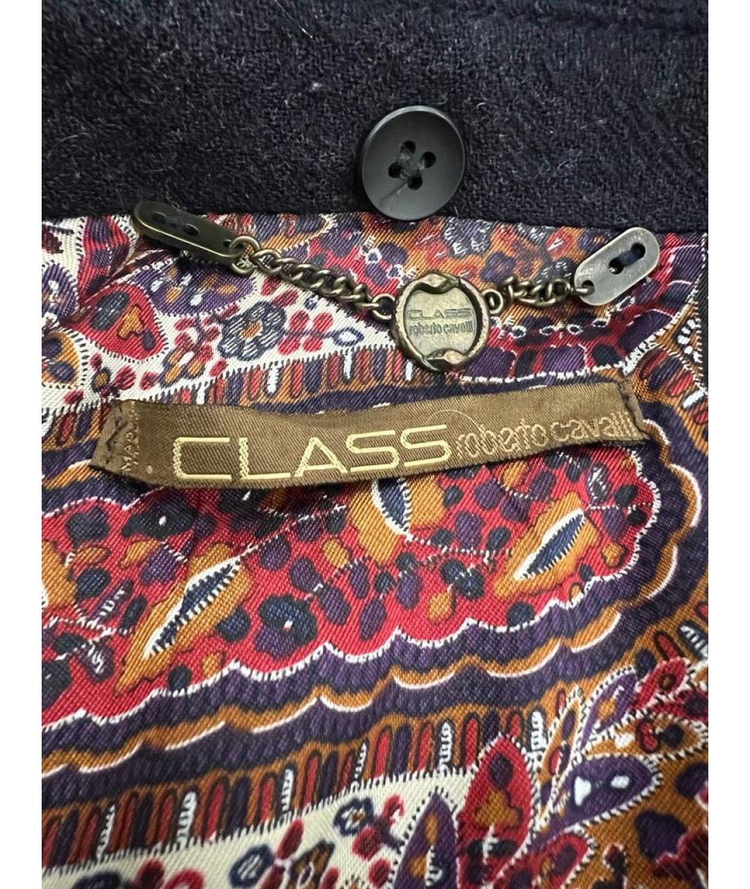 CAVALLI CLASS Темно-синяя шерстяная куртка, фото 3
