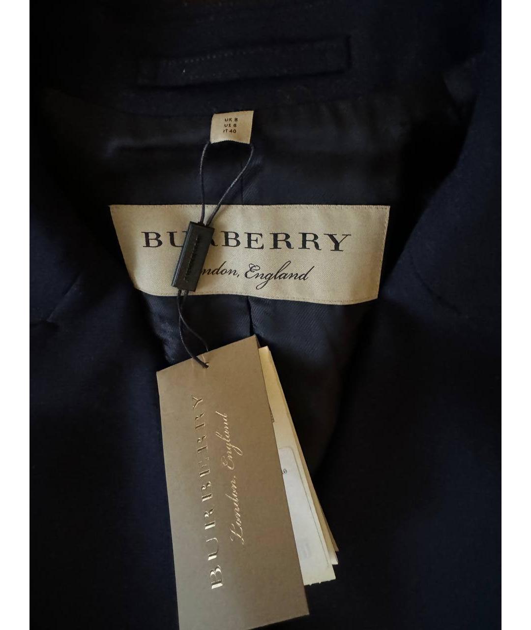 BURBERRY Темно-синее шерстяное пальто, фото 3