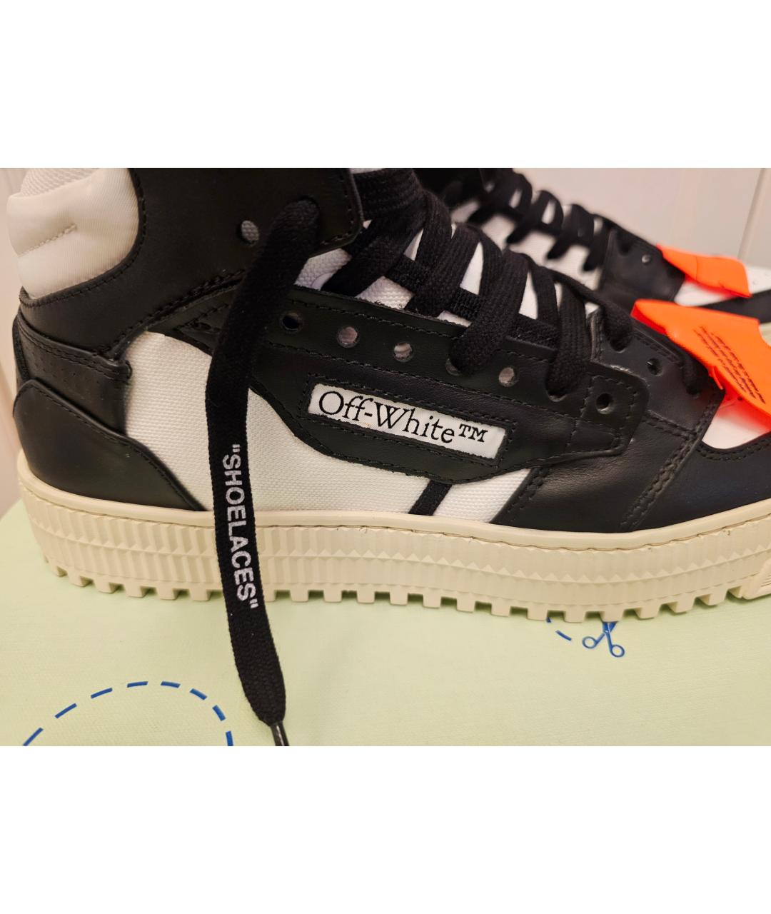 OFF-WHITE Черные кожаные высокие кроссовки / кеды, фото 7