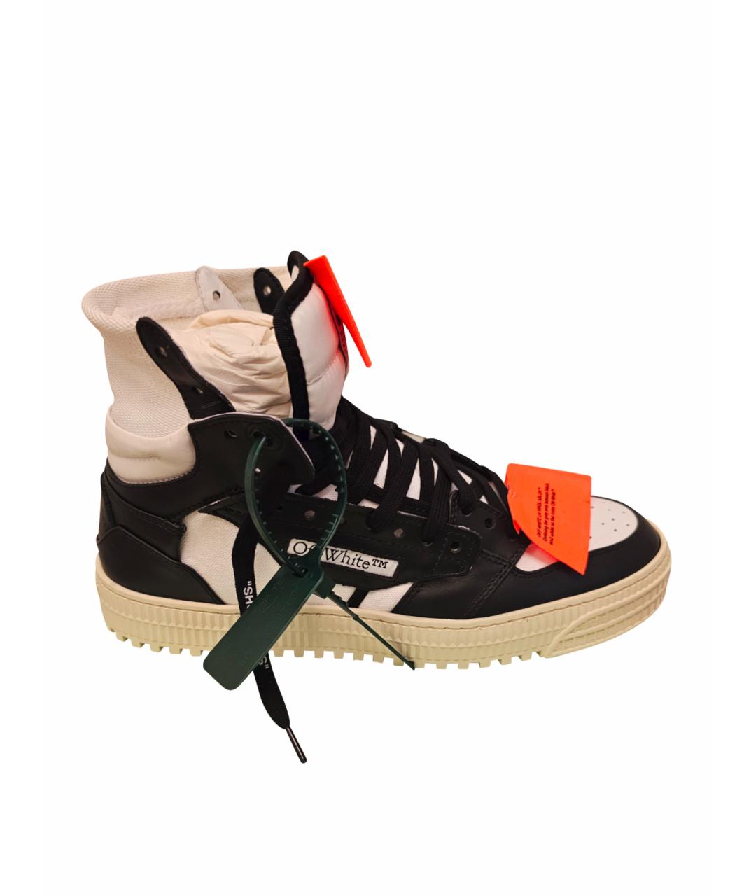 OFF-WHITE Черные кожаные высокие кроссовки / кеды, фото 1