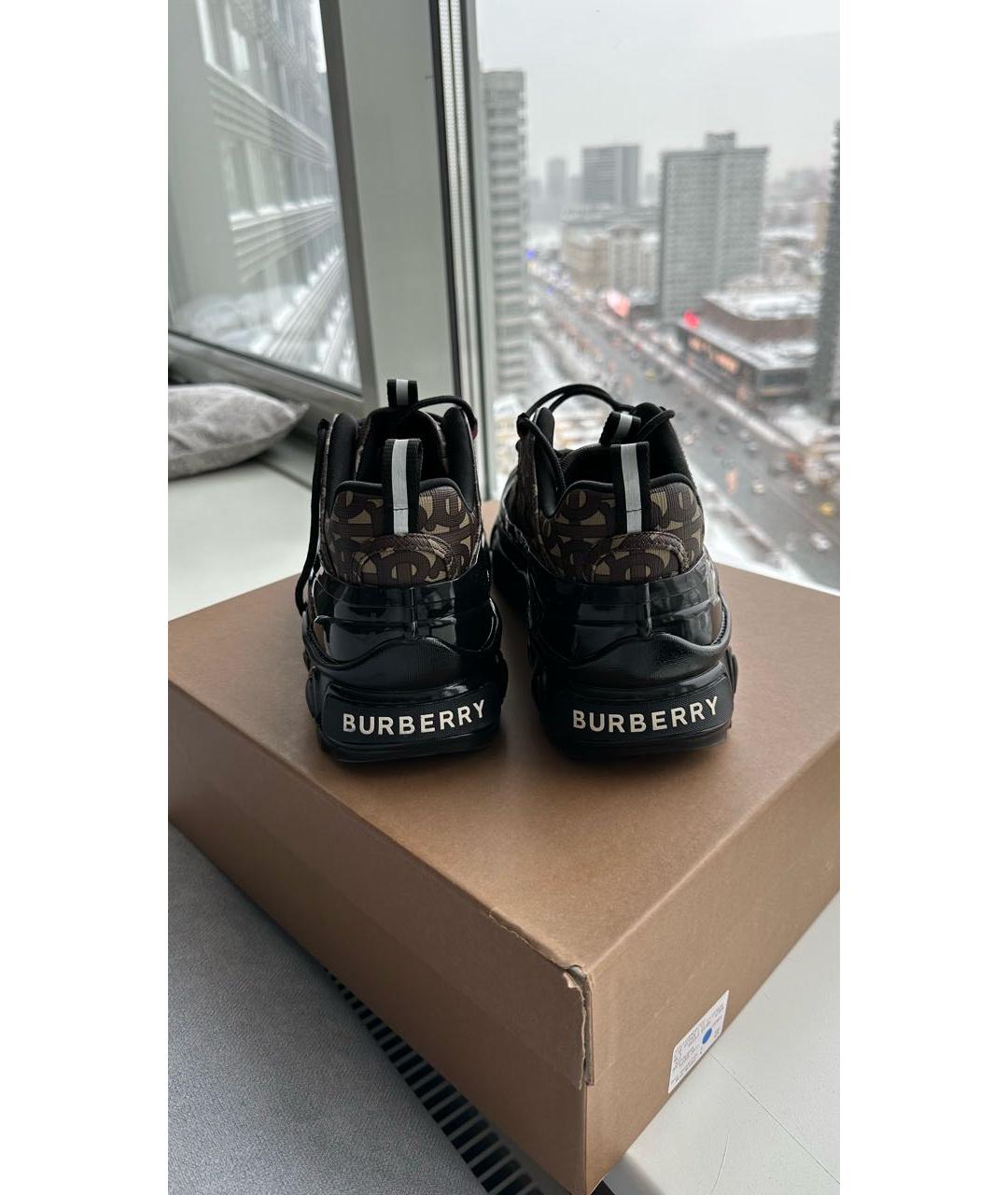 BURBERRY Черные кожаные высокие кроссовки / кеды, фото 4