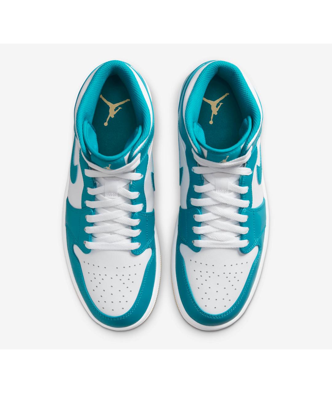 JORDAN Бирюзовые кожаные высокие кроссовки / кеды, фото 3