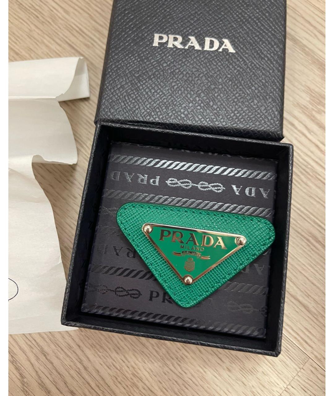 PRADA Зеленая кожаная булавка / брошь, фото 3