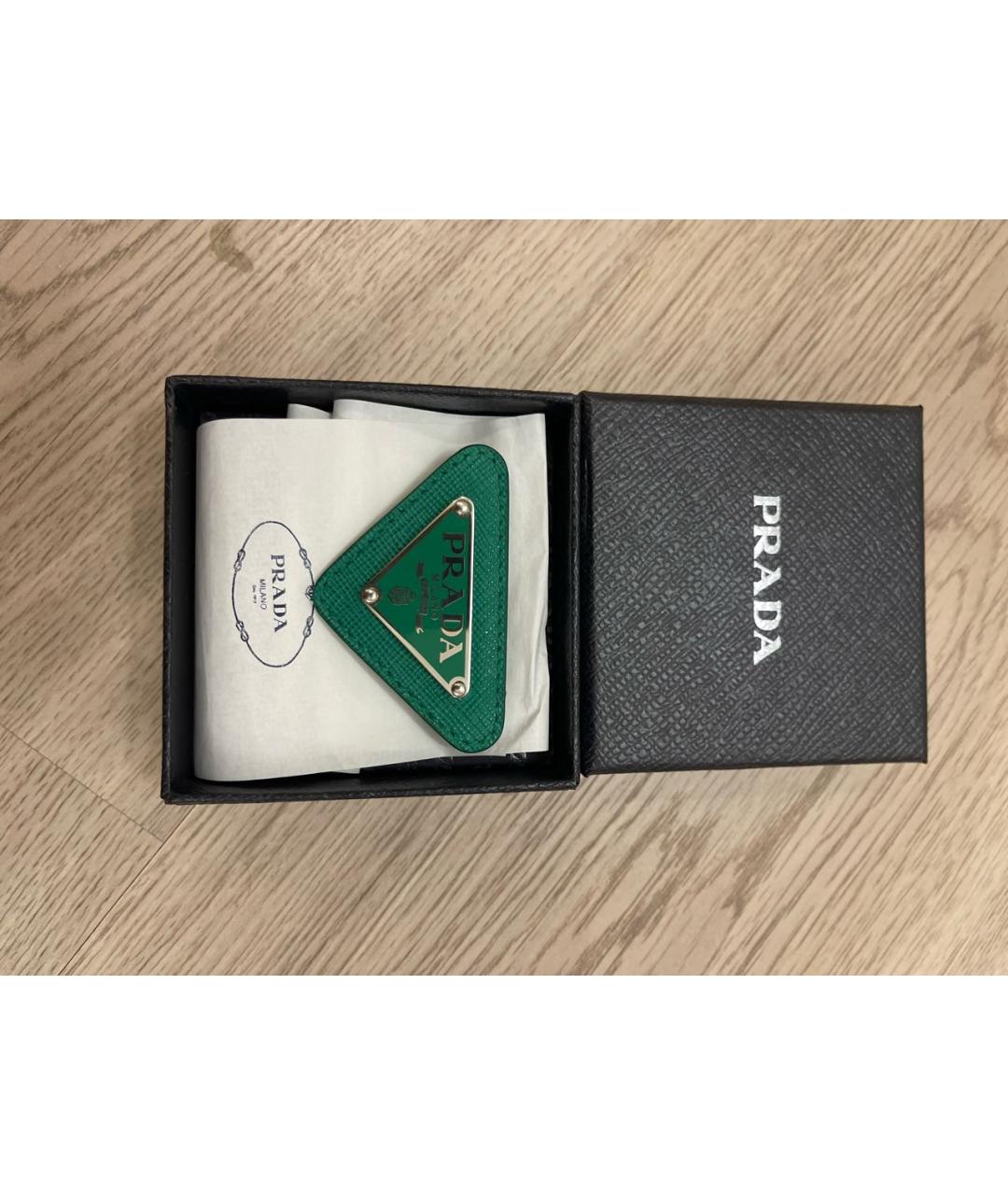 PRADA Зеленая кожаная булавка / брошь, фото 2