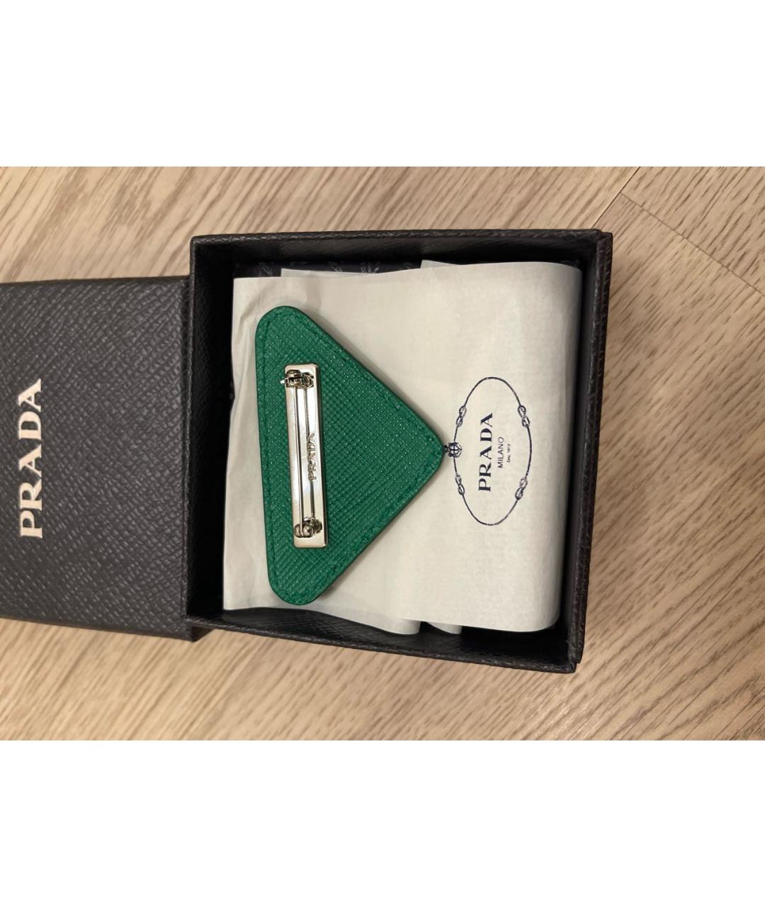 PRADA Зеленая кожаная булавка / брошь, фото 4