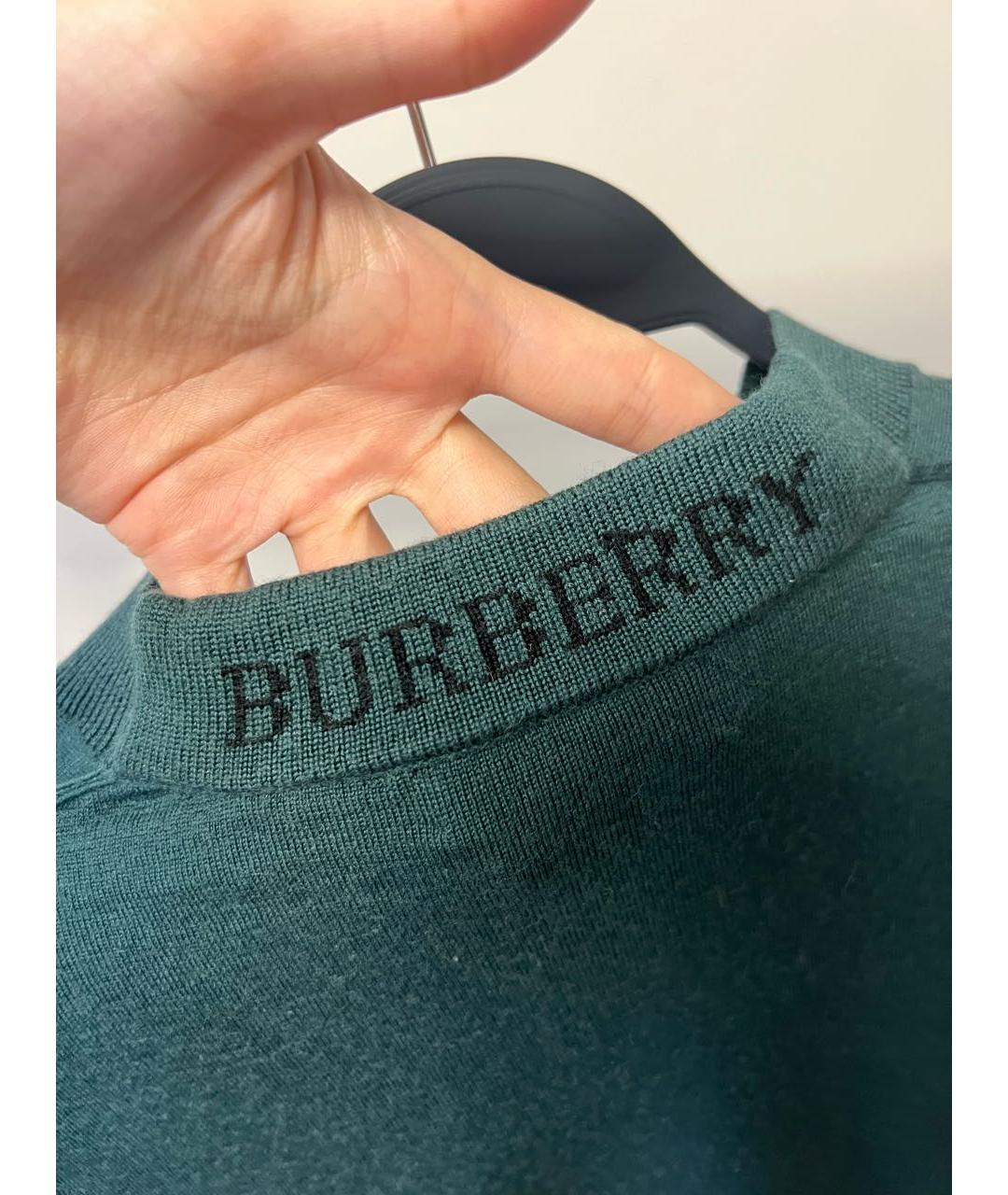 BURBERRY Зеленый шерстяной джемпер / свитер, фото 4