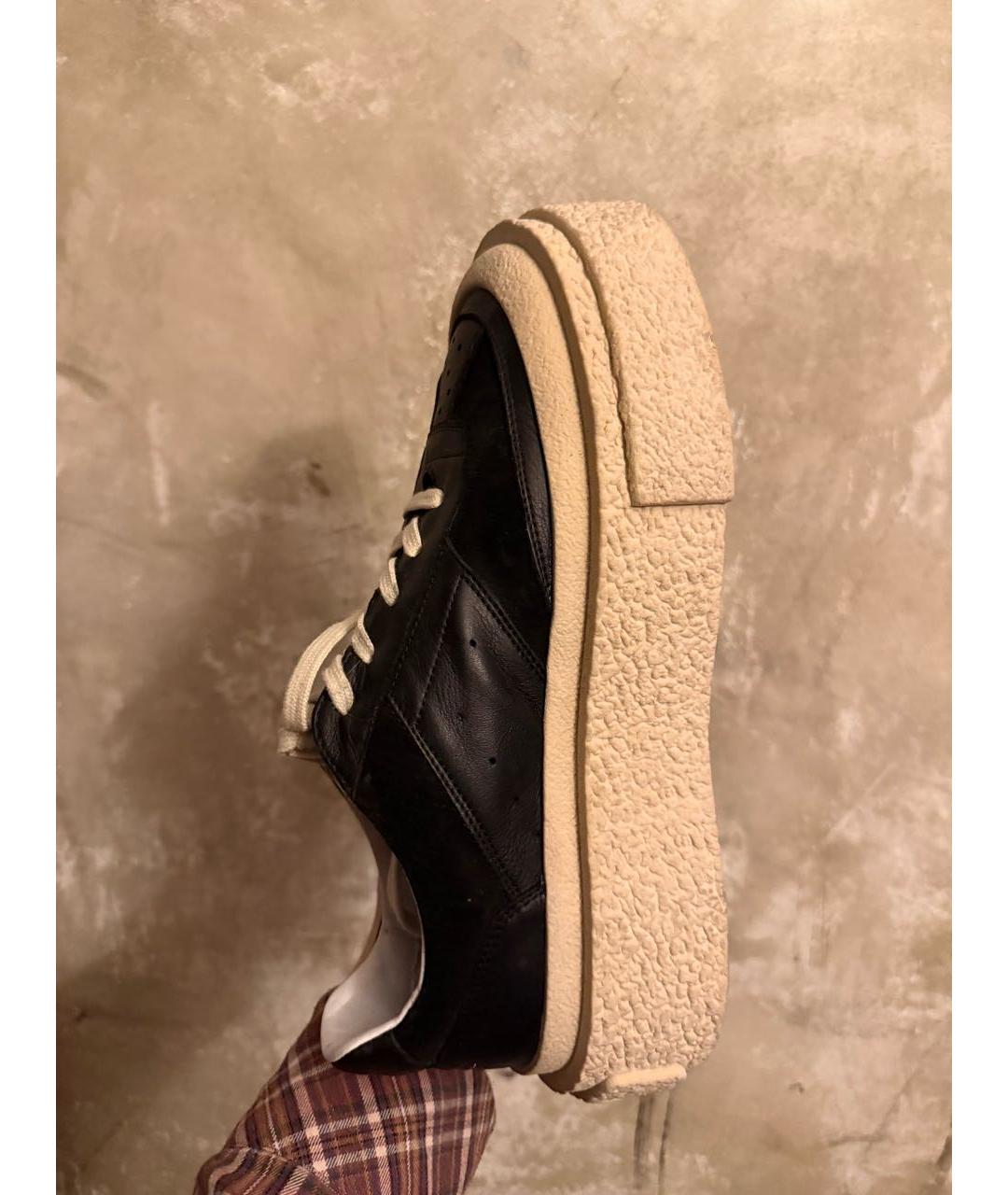 MAISON MARGIELA Черные кожаные низкие кроссовки / кеды, фото 8