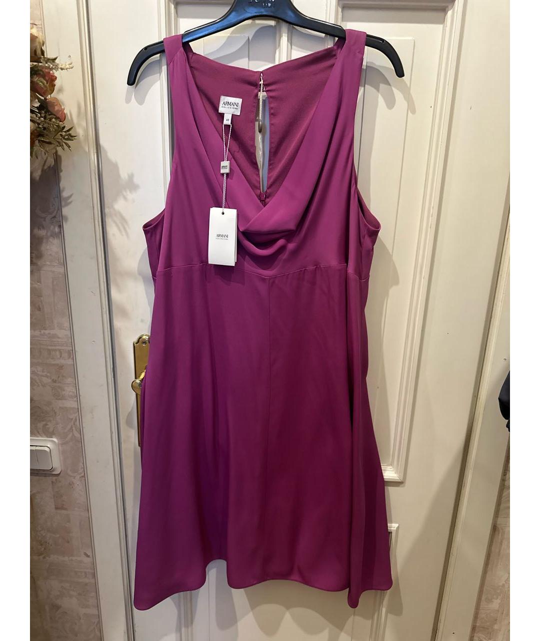 ARMANI COLLEZIONI Фиолетовое шелковое коктейльное платье, фото 8
