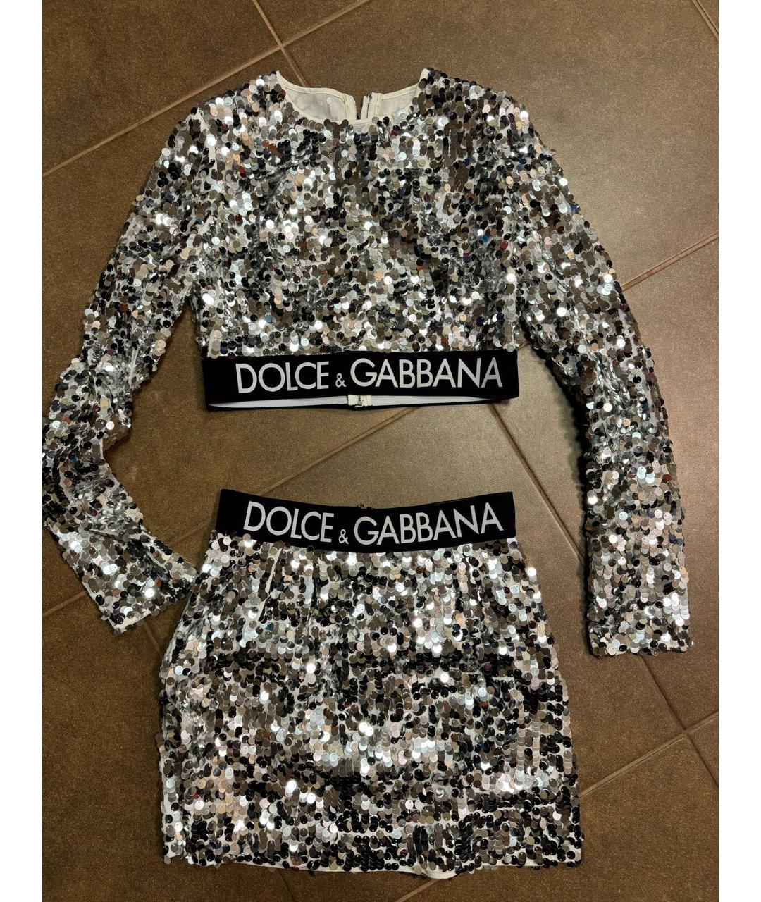 DOLCE&GABBANA Серебрянный костюм с юбками, фото 3