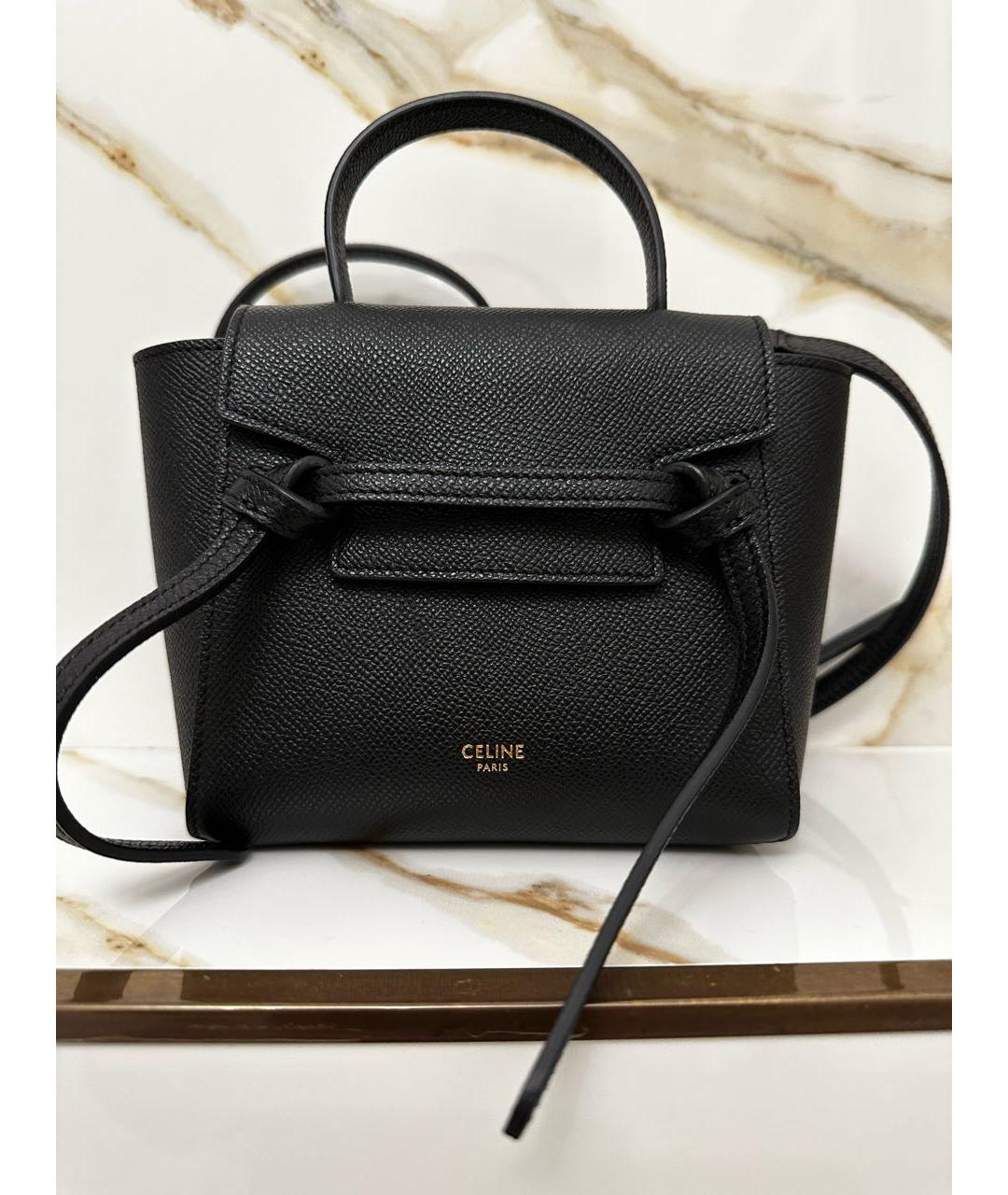 CELINE Черная кожаная сумка с короткими ручками, фото 8