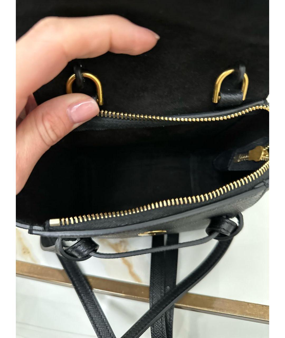 CELINE Черная кожаная сумка с короткими ручками, фото 4