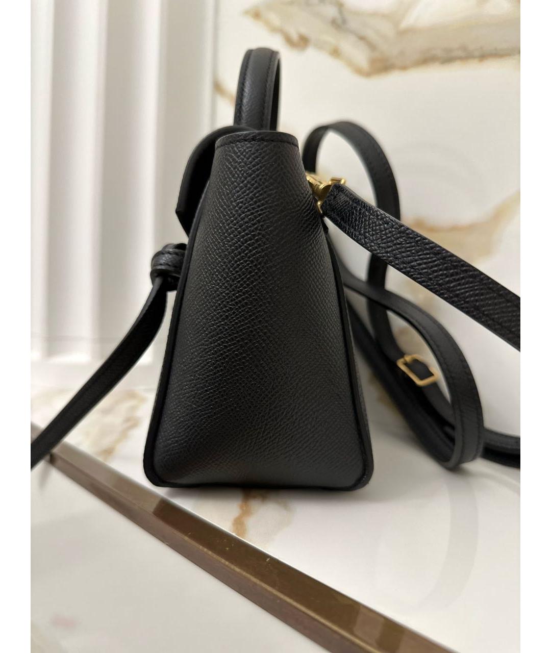 CELINE Черная кожаная сумка с короткими ручками, фото 5