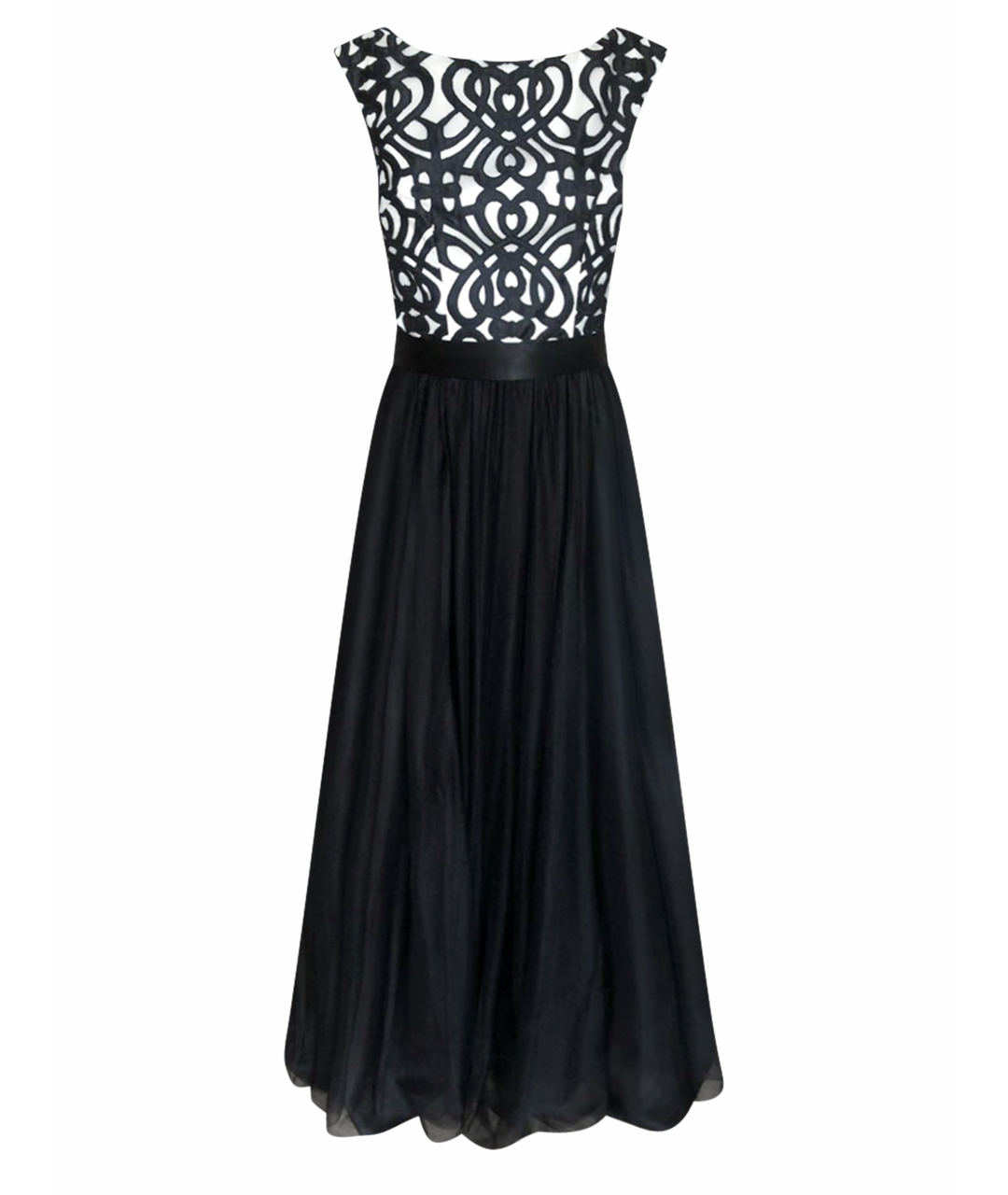 AIDAN MATTOX Черное сетчатое вечернее платье, фото 1