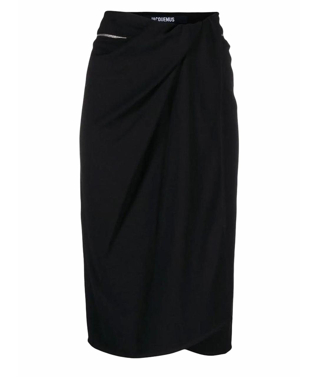JACQUEMUS Черная вискозная юбка миди, фото 1