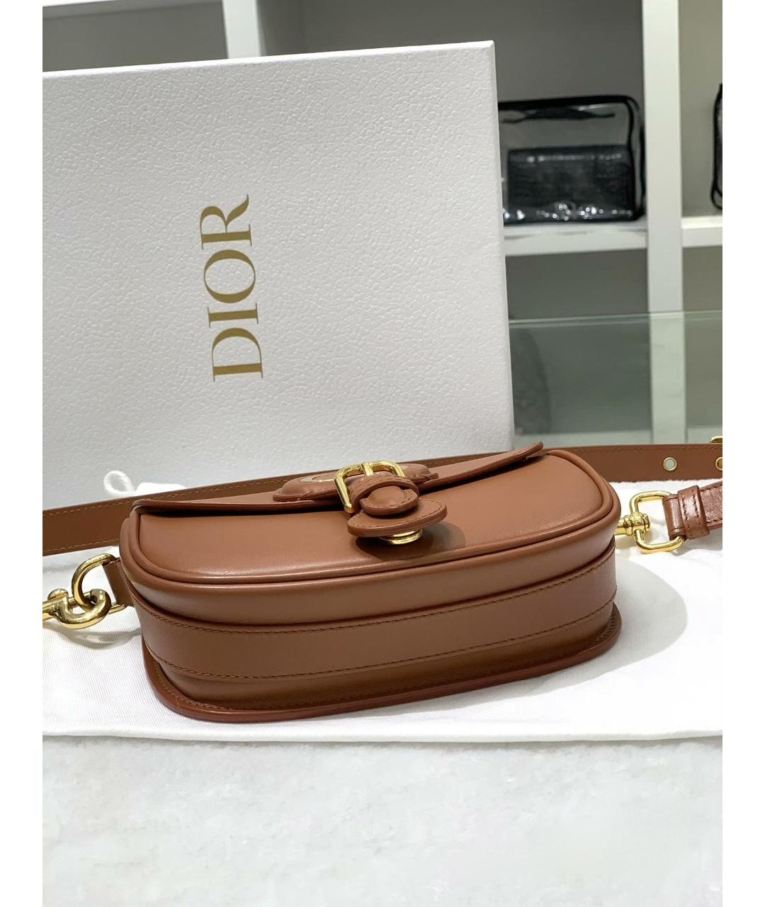 CHRISTIAN DIOR Коричневая кожаная сумка через плечо, фото 5