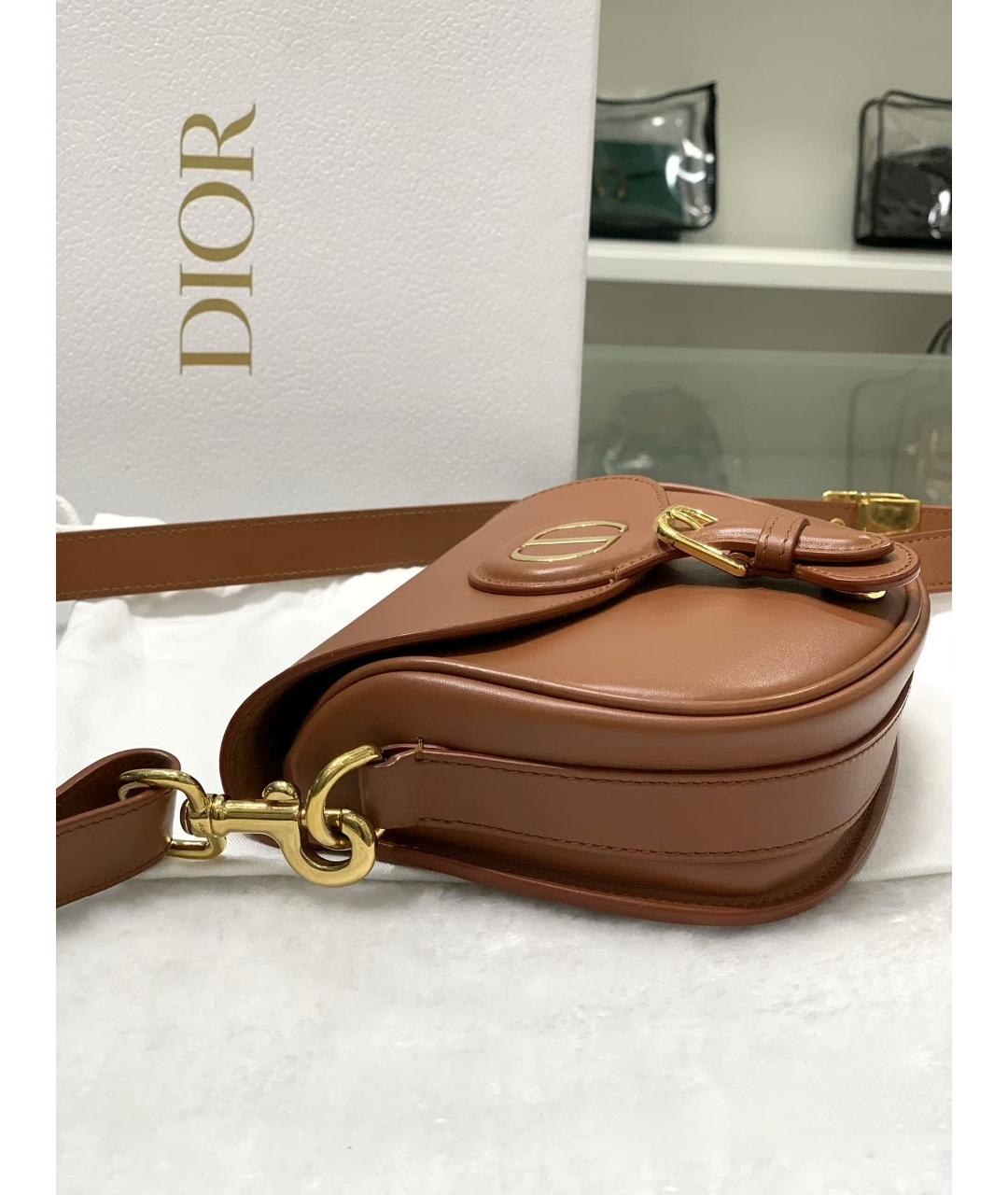CHRISTIAN DIOR Коричневая кожаная сумка через плечо, фото 4