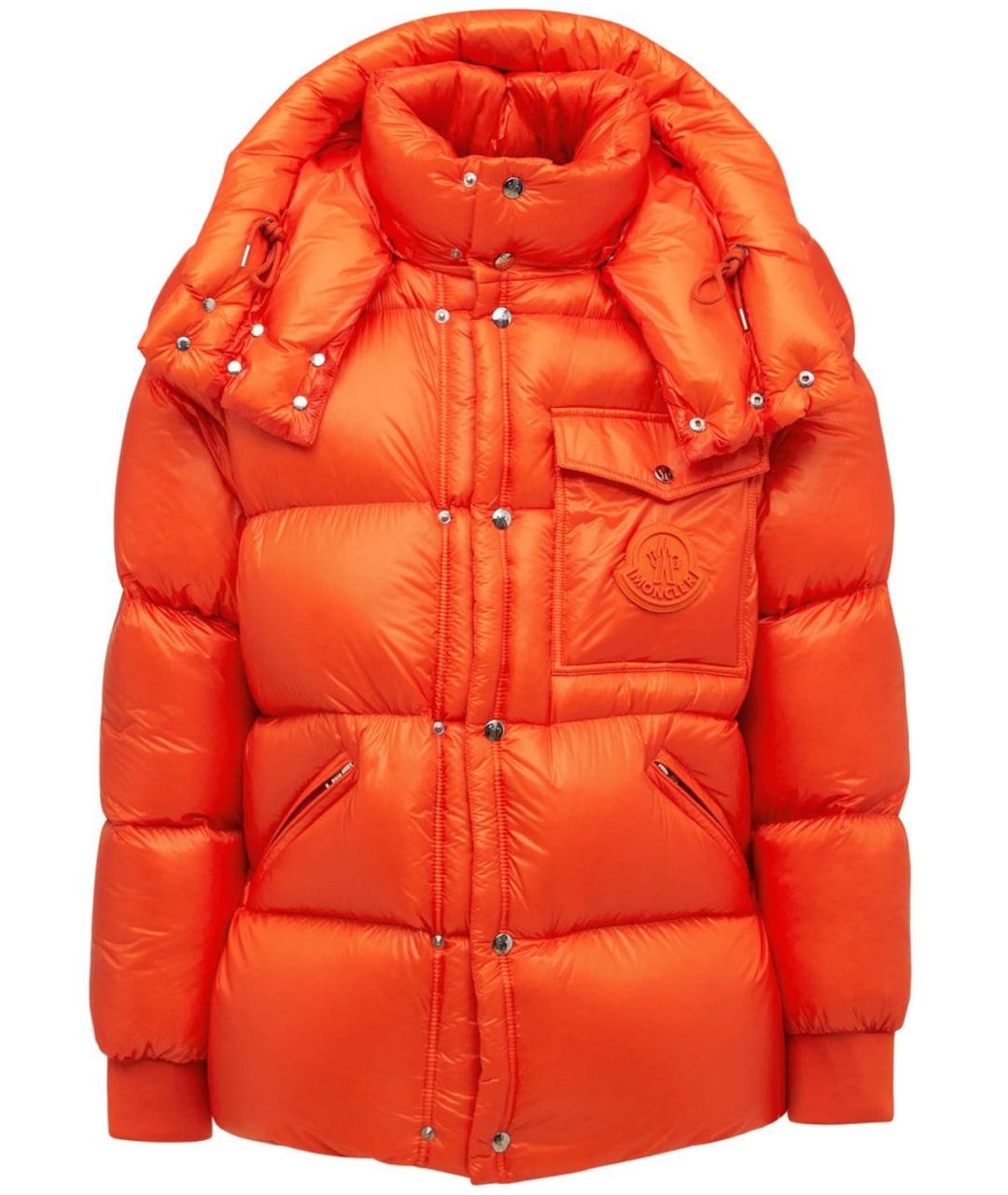 MONCLER Оранжевый полиамидовый пуховик, фото 1