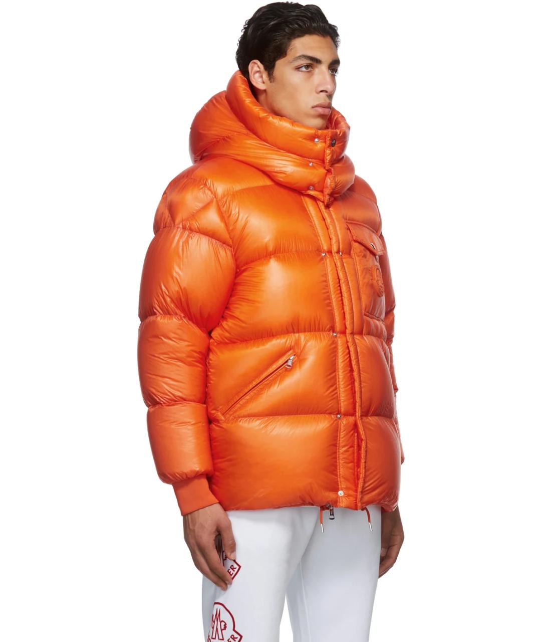 MONCLER Оранжевый полиамидовый пуховик, фото 6